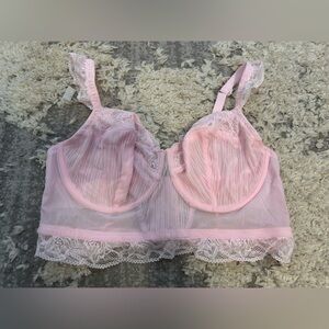 Auden Light Pink Lace Underwire sheet longline bra Bralette
